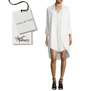 NWT . halston heritage . button down shirtdress . white . small